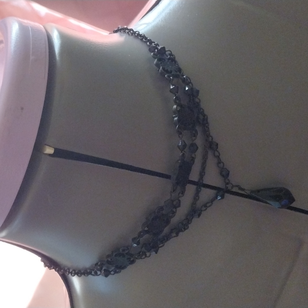 Claire's All Black Beaded Choker EUC